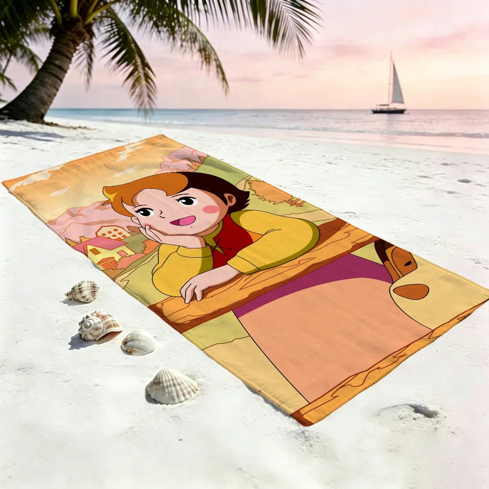 Anime Heidi Cute Quick-Dry Beach Towel | Soft Pool & Travel Quick-Dry Beach Towel Peaceful Pleasures Health and Wellness
