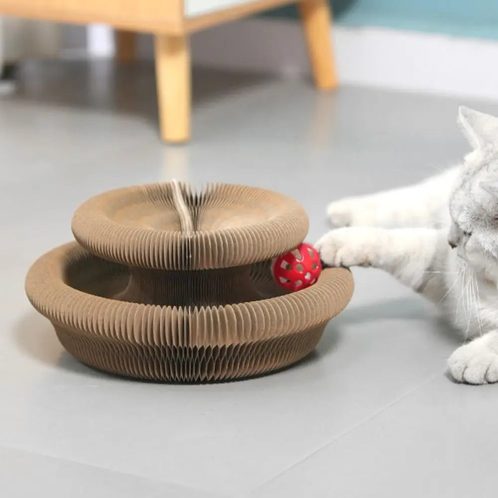 Durable Transformable Kitty Kurlz Cat Toy No Crumbs Resistant To Scratching Cat Scratching Board Wear-Resistant Ball Scratch Pad Peaceful Pleasures Health and Wellness