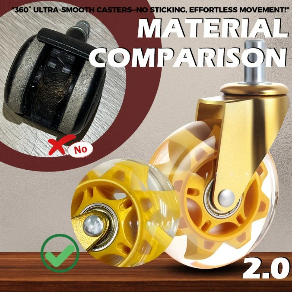 5-Pack 3" Swivel Rubber Caster Wheels – Office Chair Replacement