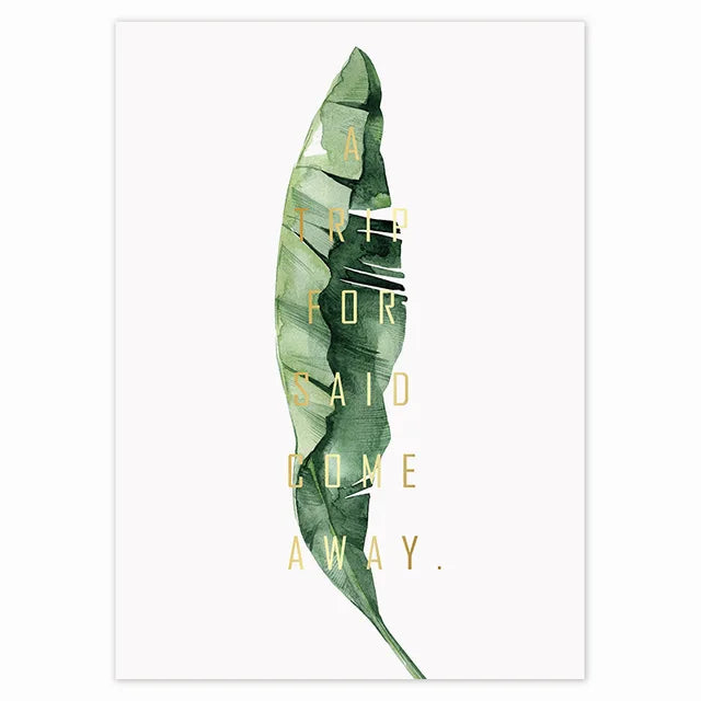 Tropical Nordic Green Leaves Canvas Wall Art | Botanical Print
