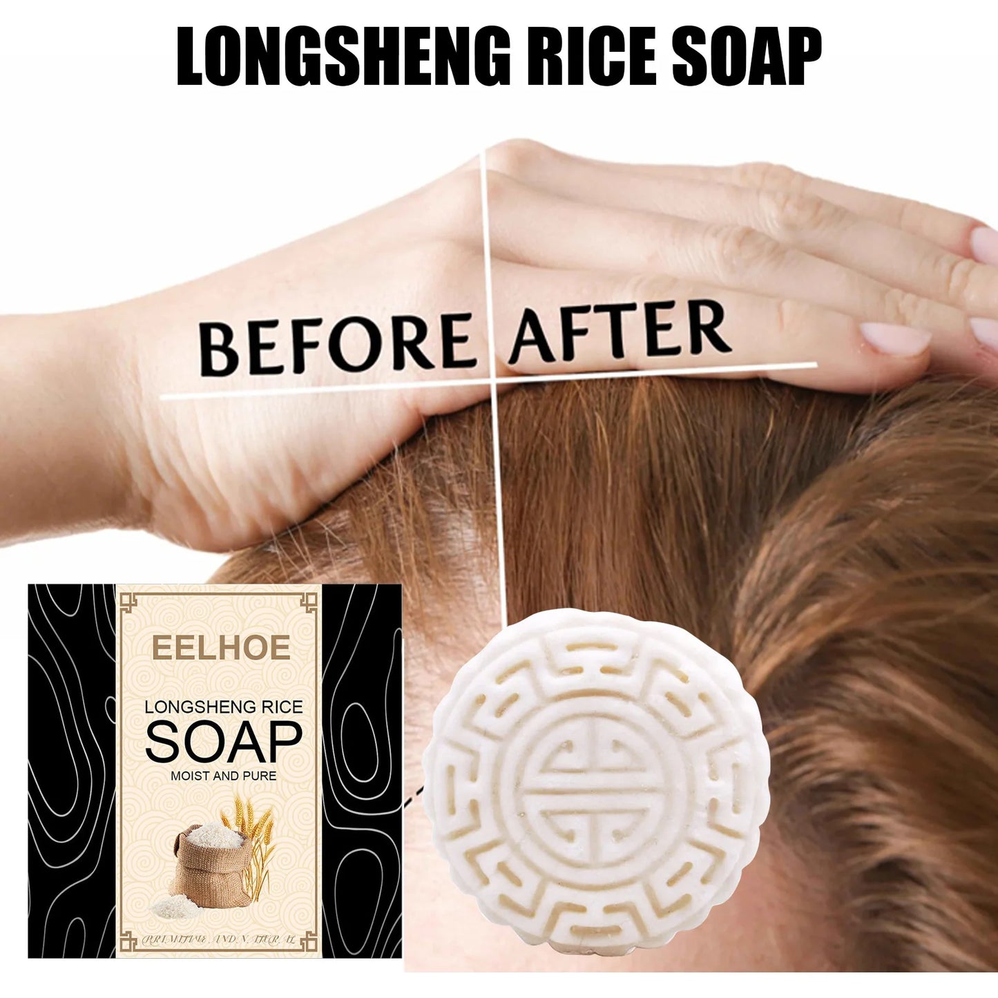 Eelhoe Rice Water Shampoo Bar – Hair Growth & Anti-Dandruff
