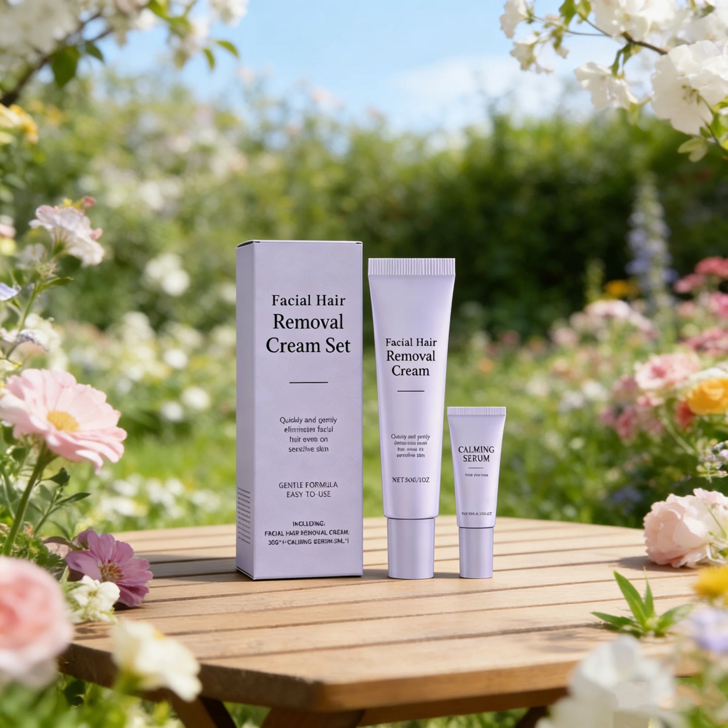 Women's Hair Removal Cream Set with Calming Face Essence