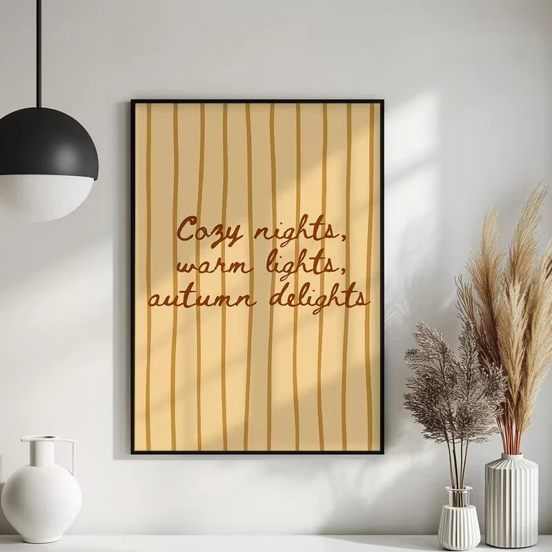 Warm Lights & Cozy Nights Minimalist Canvas Wall Art Print