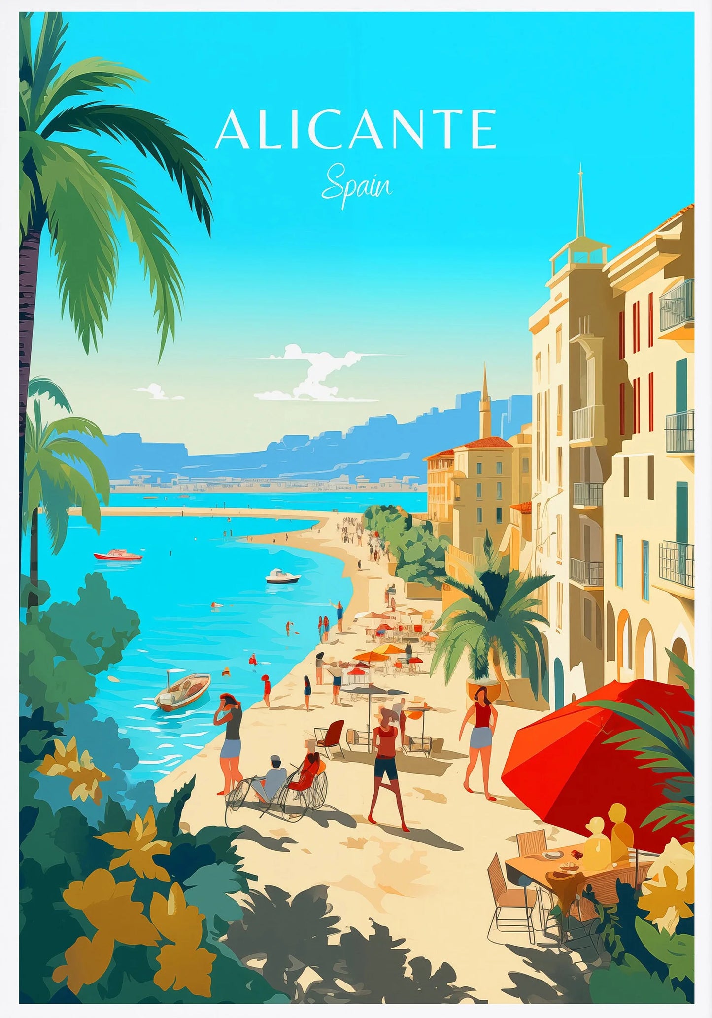 Spain Travel Poster Canvas Print | Barcelona Madrid Granada Wall Art Canvas Wall Art Peaceful Pleasures Health and Wellness