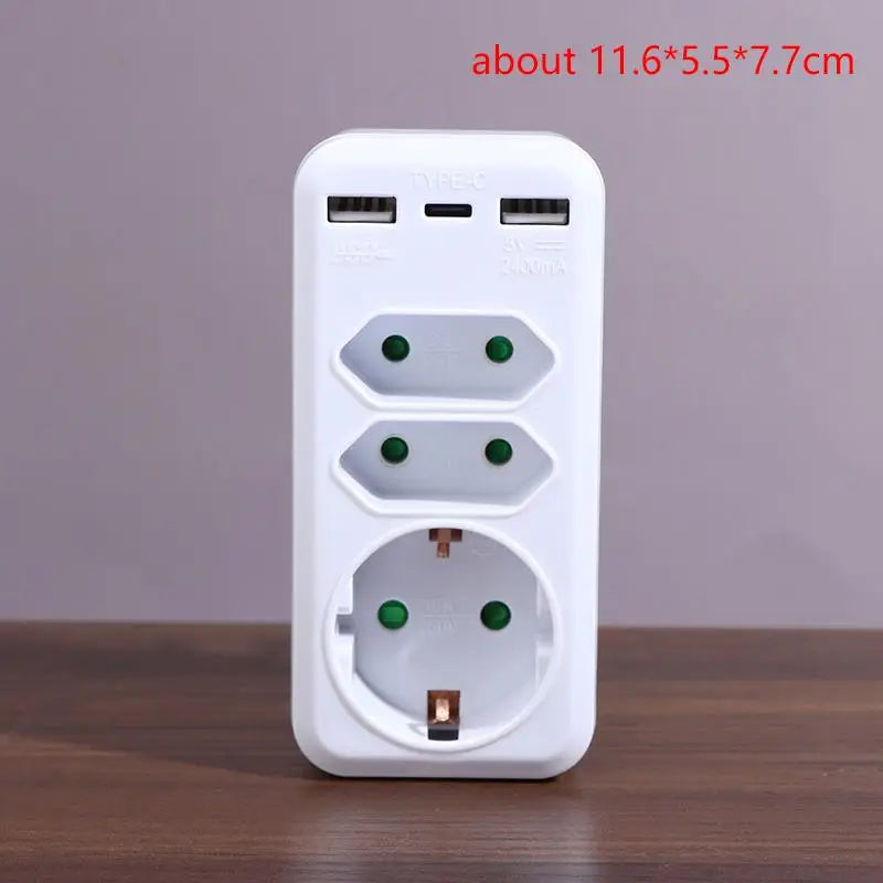 16A Plug Adapter Travel Charging German Standard Power Converter For Portugal Turkey 1 To 3 Plug EU Socket Adapter With Switch Peaceful Pleasures Health and Wellness 1pc A6