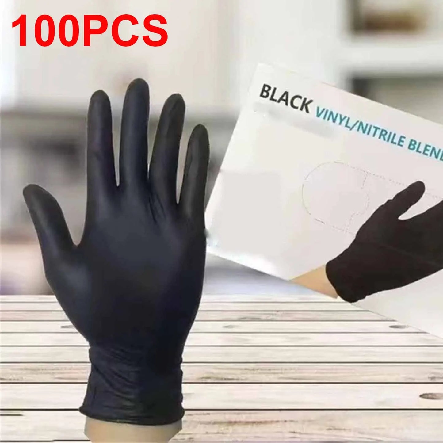 100-Pack Black Nitrile Gloves – Powder-Free, Durable Disposable