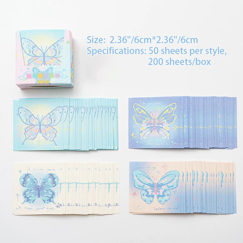 Hand Drawn Butterfly Sticky Notes Pink Origami Handmade Non-sticky