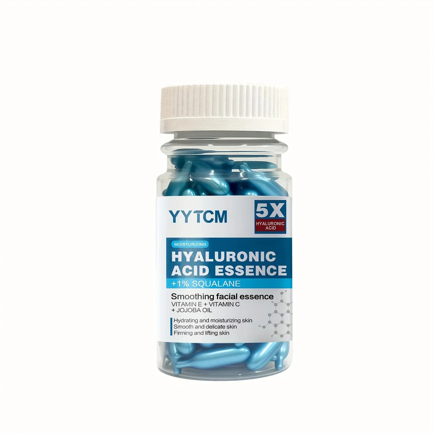 Hyaluronic Acid Capsule Essence | Squalane, Vitamin C & E – 90 Caps