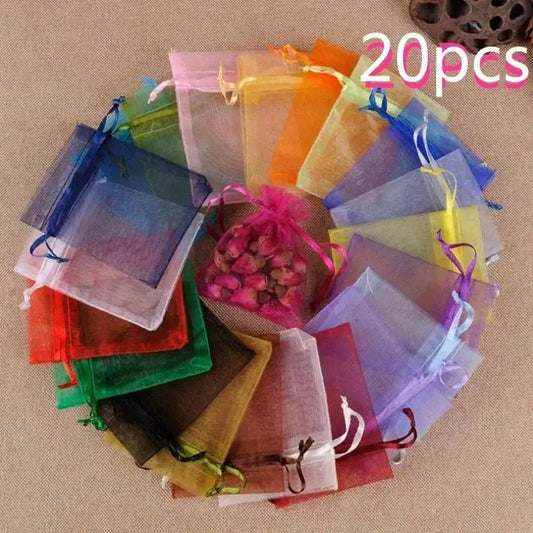 Drawable Organza Bags Wedding Christmas Jewelry Packaging Random Peaceful Pleasures Health and Wellness 20Pcs 7x9cm Random