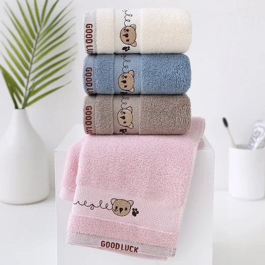 Baby Cotton Bath Towel – Soft Cartoon Bear Washcloth for Newborns Baby Bath Towel Peaceful Pleasures Health and Wellness