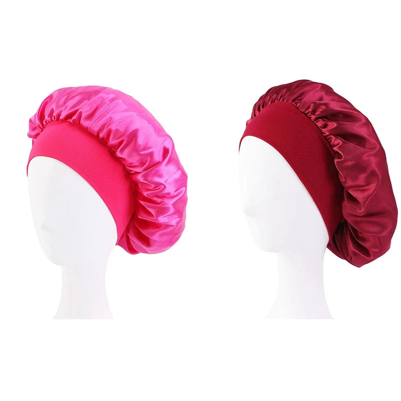 Women's Satin Sleep Bonnet | Wide Brim, Elastic Band Hair Care