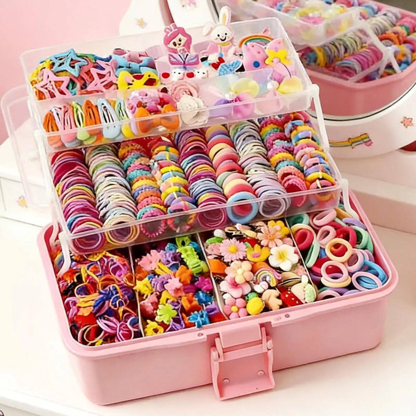 Girls Hair Accessories Set – Bows, Elastics & Barrettes