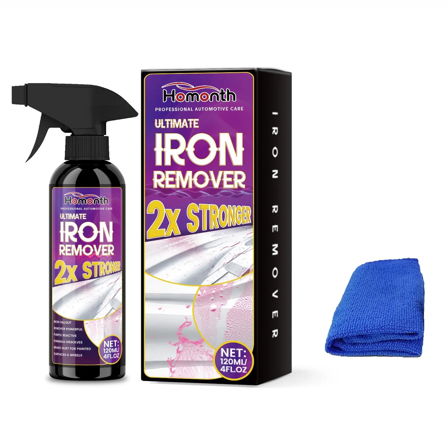 Rust Remover Spray for Metal with Sponge and Towel Metal Derusting & Cleaning Spray for Car Wheels & Multi-Surfaces 120ml 4oz Peaceful Pleasures Health and Wellness with Towel