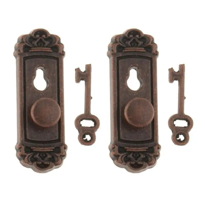 1/12 Miniature Dollhouse Door Lock & Key Set – 2Pcs Metal