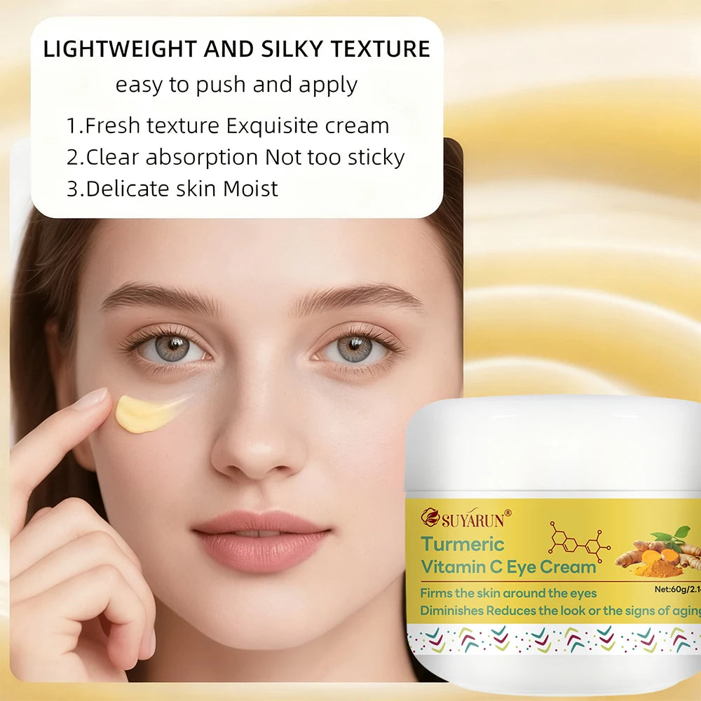 SUYARUN Eye Cream with Turmeric And Vitamin C - Dark Circle Treatment Anti-Aging Hydrating And Brightening Formula for Eye Care. Peaceful Pleasures Health and Wellness
