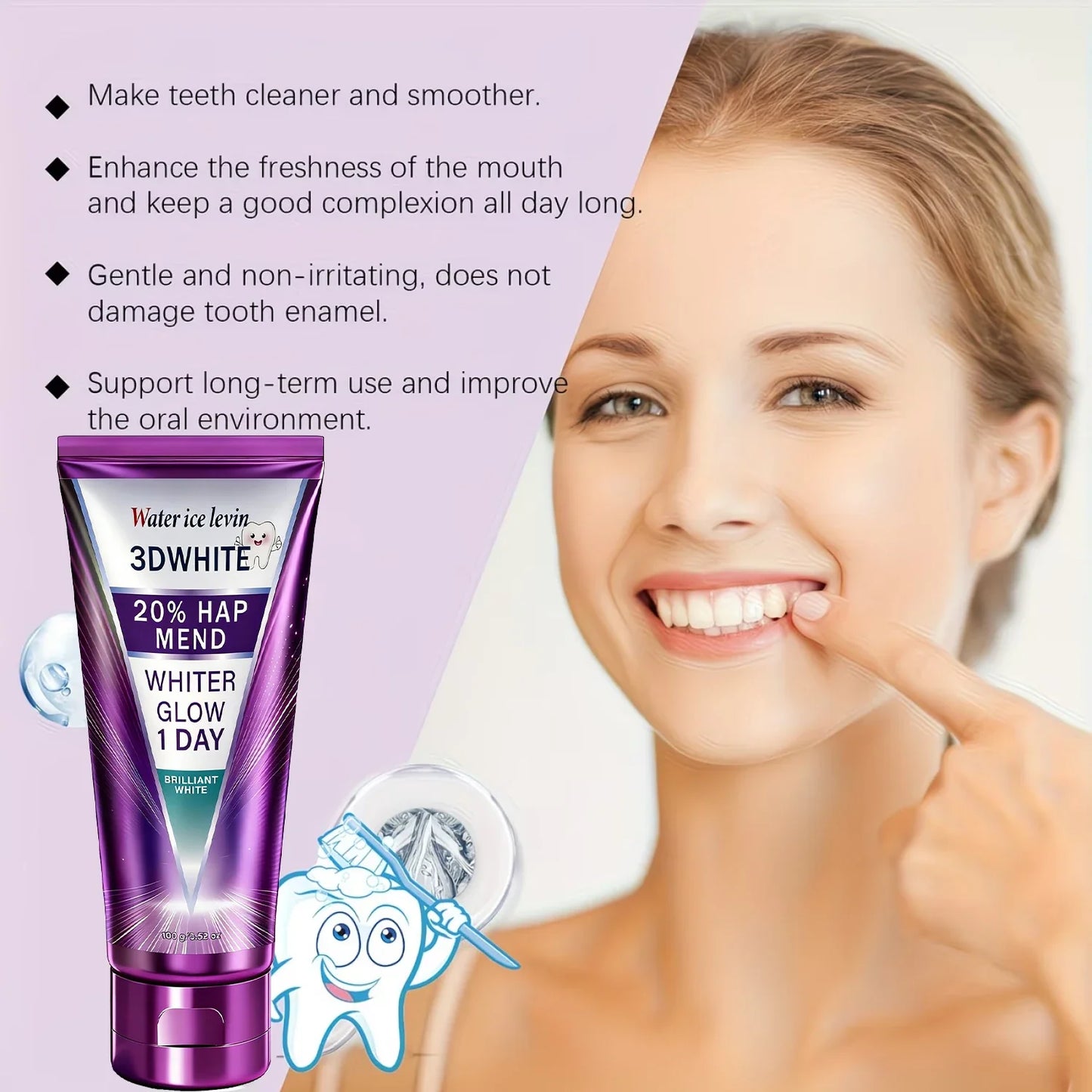 20% HAP 3D Whitening Toothpaste – Stain Removal & Enamel