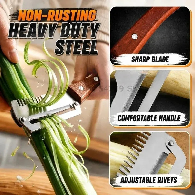 3-in-1 Vegetable Peeler & Paring Knife | Wooden Handle