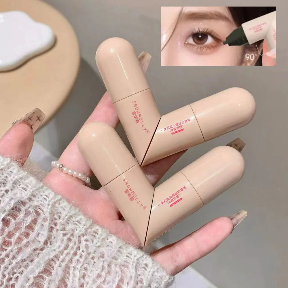 Dual-Ended Waterproof Eyeliner Stamp Pen | Black & Brown
