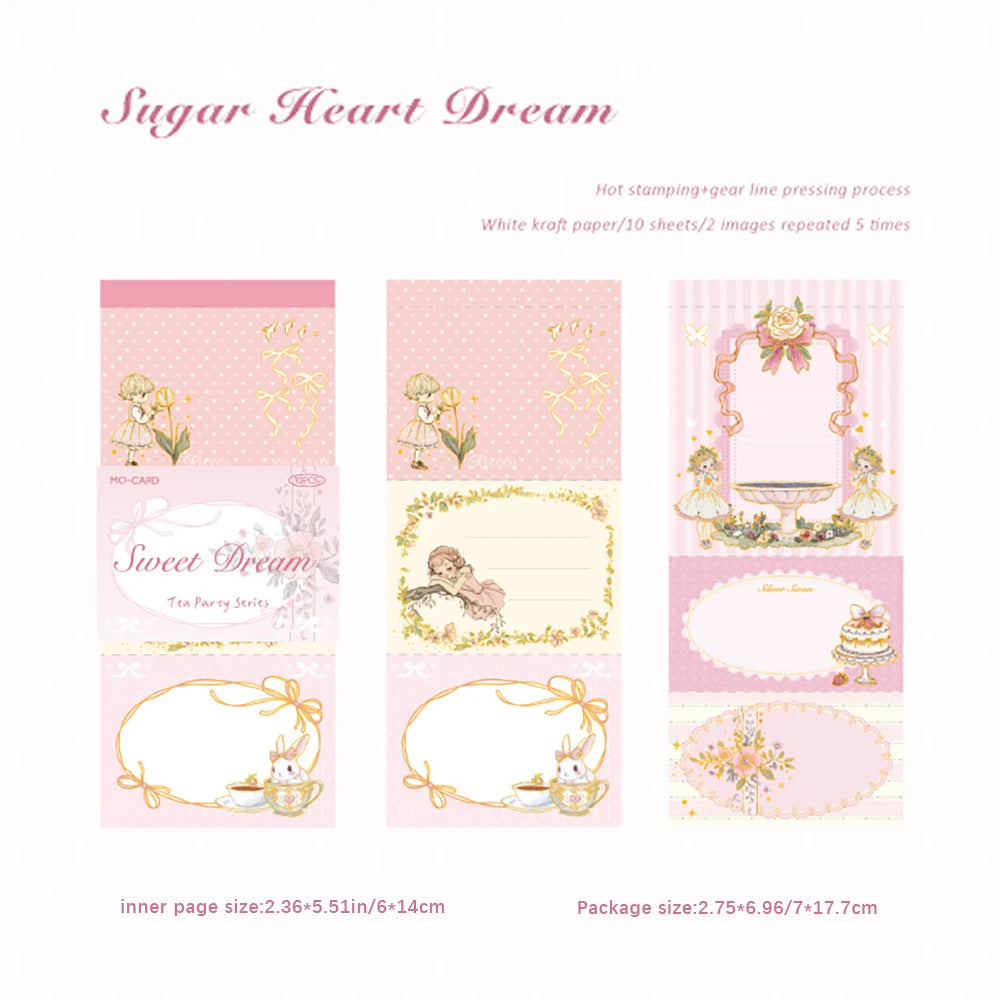White Kraft Paper Stamping Non Stick Memo Pad Tea Party Series Retro