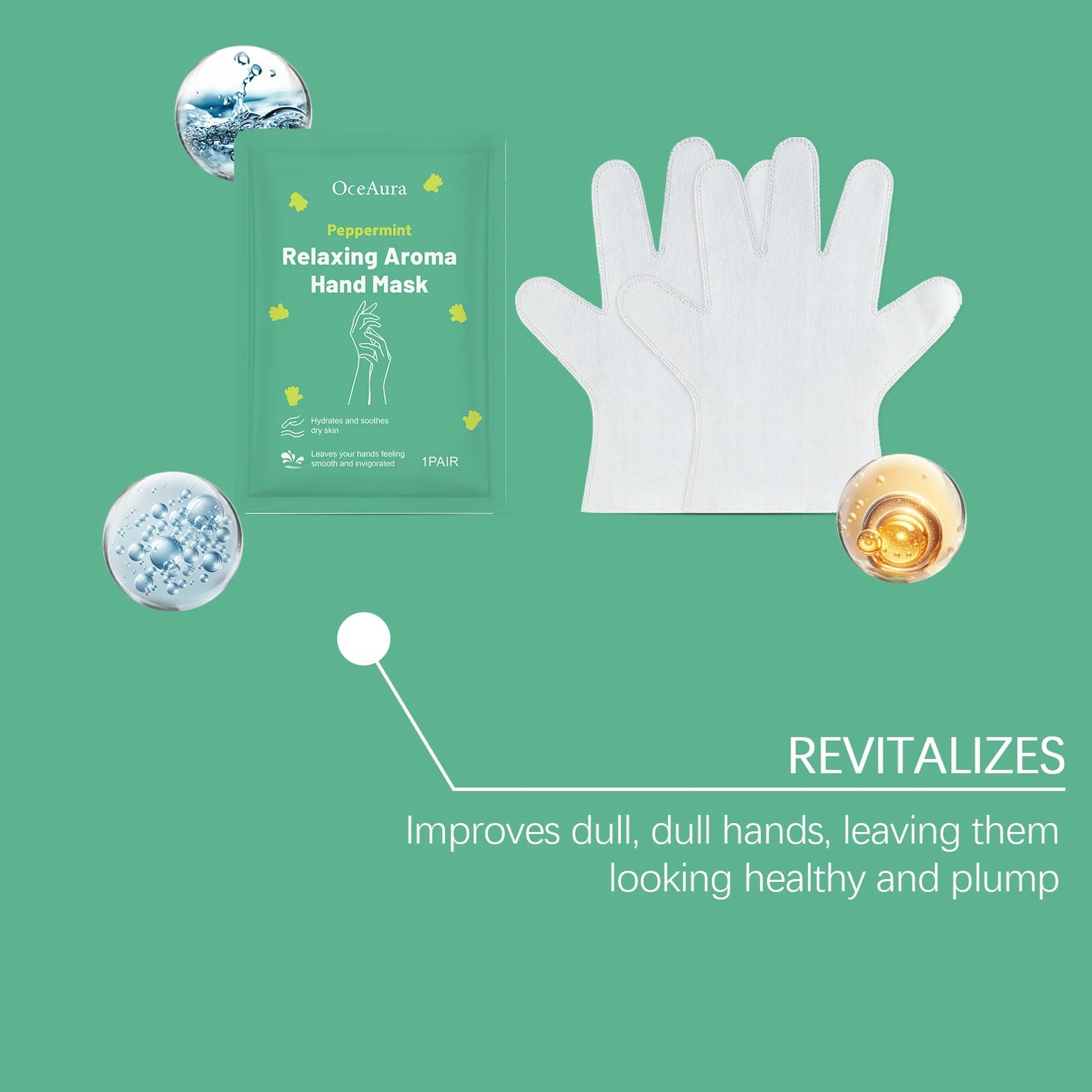 OceAura Peppermint Hand Mask Gloves – Deep Moisturizing Treatment