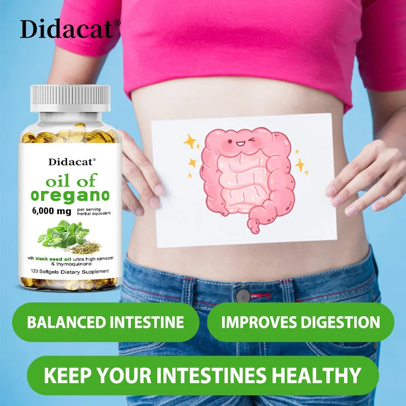 Oregano Oil Softgels Capsules - Contains Black Seed Oil, Promotes Digestion & Intestinal Health, Antioxidant, Improve Immunity H Peaceful Pleasures Health and Wellness