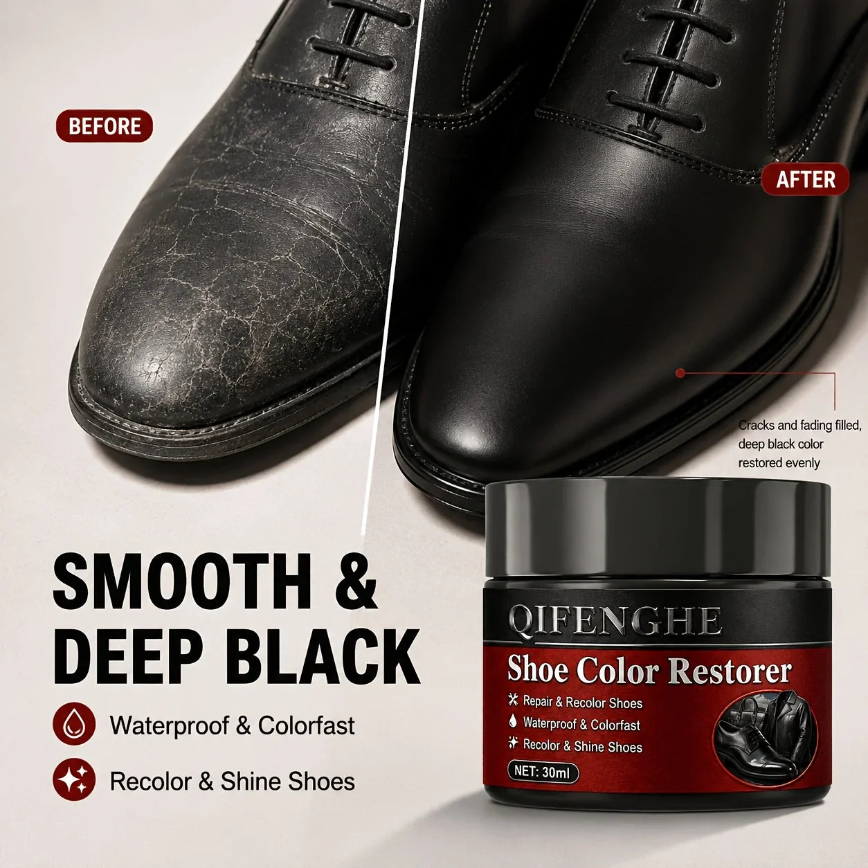 Black Leather Shoe Repair Cream – Dye Restorer & Polish