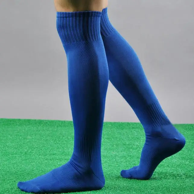 Football Socks Men'S Sports Soccer Socks Solid Color Over Knee Socks Casual Breathable Socks Men'S Training Socks Ball Socks Peaceful Pleasures Health and Wellness Blue