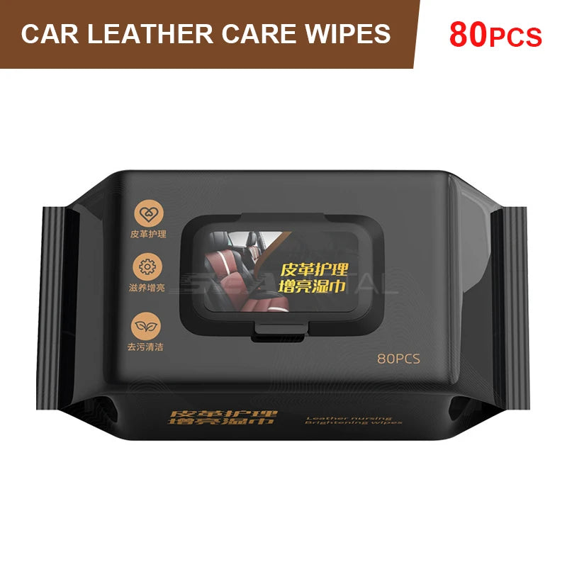 80-Pack Car Interior Leather Cleaning & Brightening Wipes
