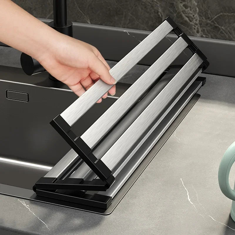 42X32.5cm Stainless Steel Collapsible Telescoping Sink Drain Rack for Chopsticks Dish Organizer Basket Kitchen Sink Storage Rack Peaceful Pleasures Health and Wellness