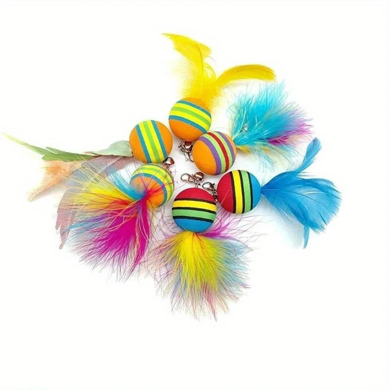 Interactive Cat Toys Kit Feather Toys with 1 Wands, 1 Suction Cups, Replacement Feather Heads for Indoor & Outdoor Play Peaceful Pleasures Health and Wellness
