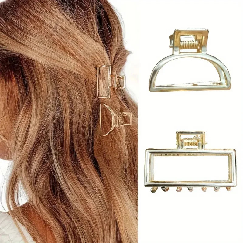 2-Pack Minimalist Golden Hair Claw Clips – Anti-Slip Peaceful Pleasures Health and Wellness