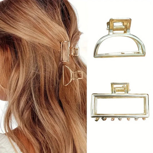 2-Pack Minimalist Golden Hair Claw Clips – Anti-Slip Peaceful Pleasures Health and Wellness