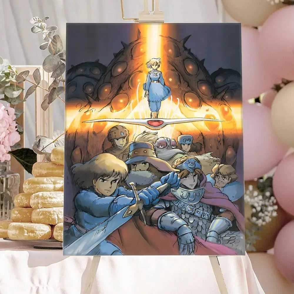 Nausicaä Valley of the Wind Anime Canvas Poster | Wall Art Anime Canvas Poster Peaceful Pleasures Health and Wellness Black7 50x70cm Unframed