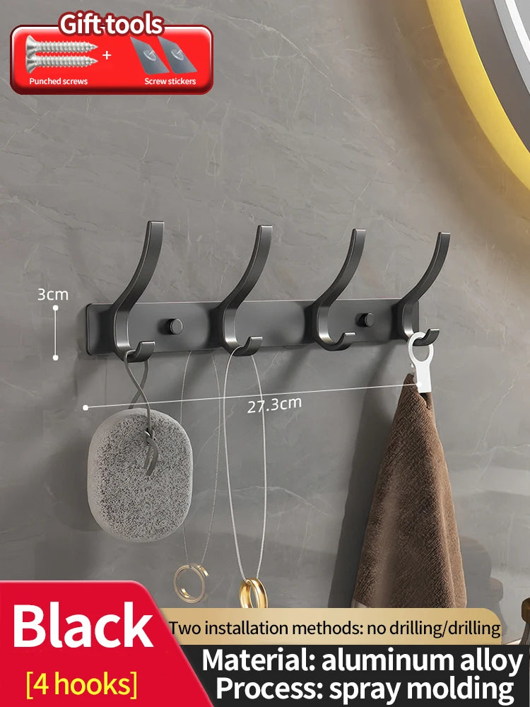 No-Drill Aluminum Wall Hooks – 6-Pack Robe & Clothes Hanger