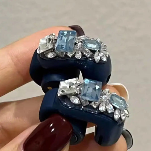 Rhinestone Clip-On Earphone Decoration | DIY Zirconia Earbud Charm Earphone Decoration Oasis Select Blue Diamond CN
