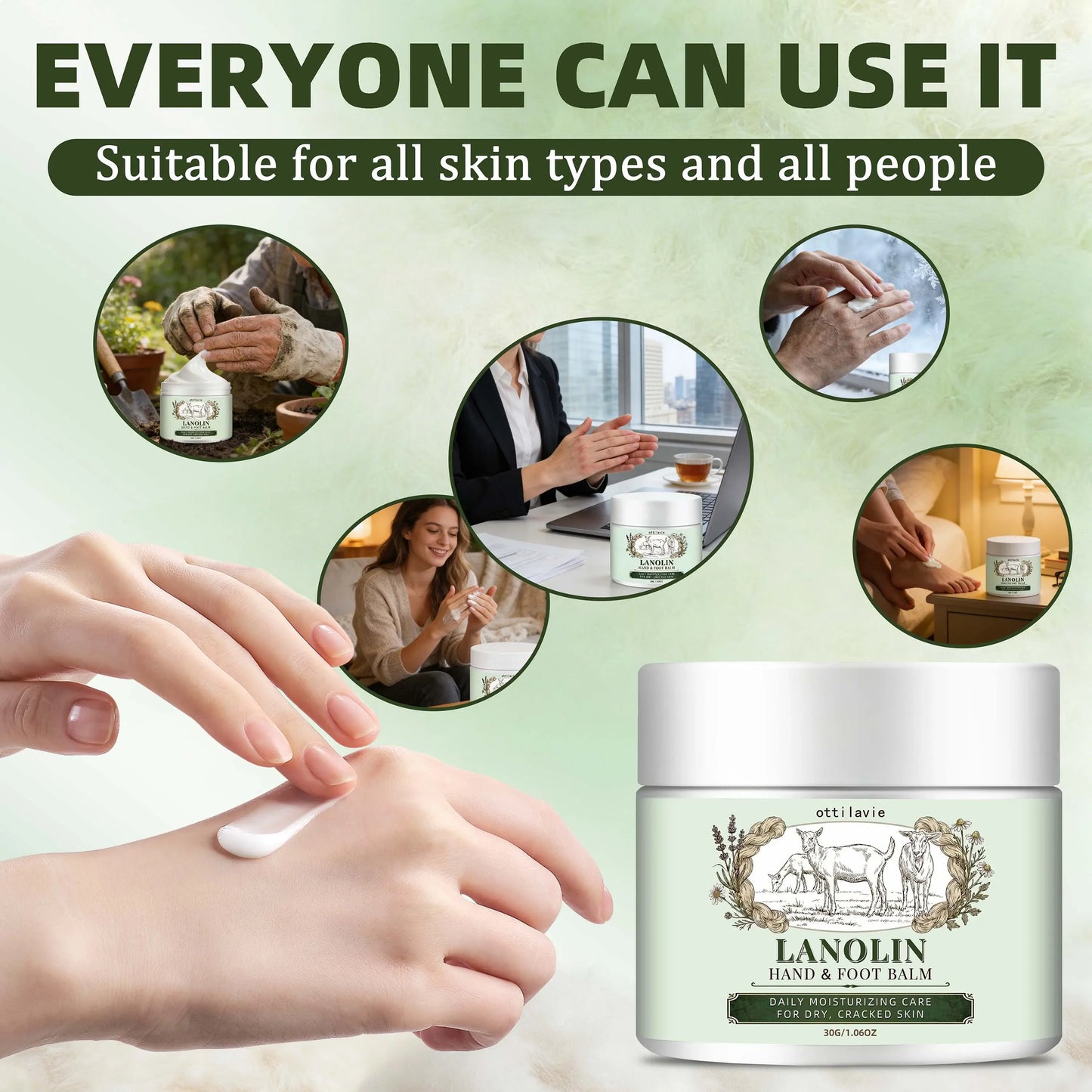 Ottilavie Lanolin Hand & Foot Cream | Travel Size Moisturizer