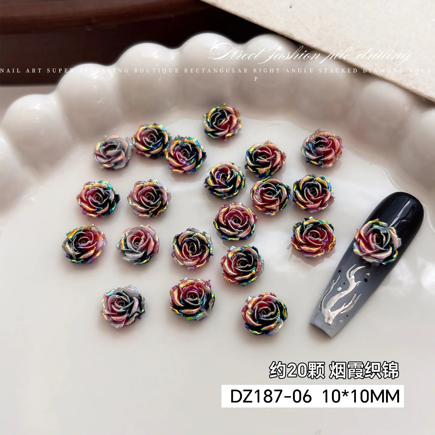 3D Resin Rose & Butterfly Nail Charms | Flat Back DIY Nail Art
