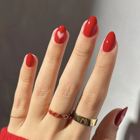 Valentine's Day Press On Nails | Short Oval Pink & Red 24pc Press On Nails Peaceful Pleasures Health and Wellness 10