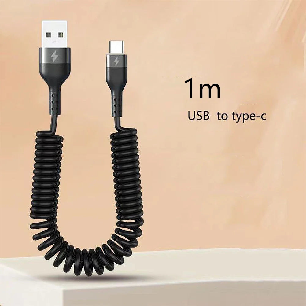 Retractable 5A Fast Charging Cable USB-C Micro USB Lightning