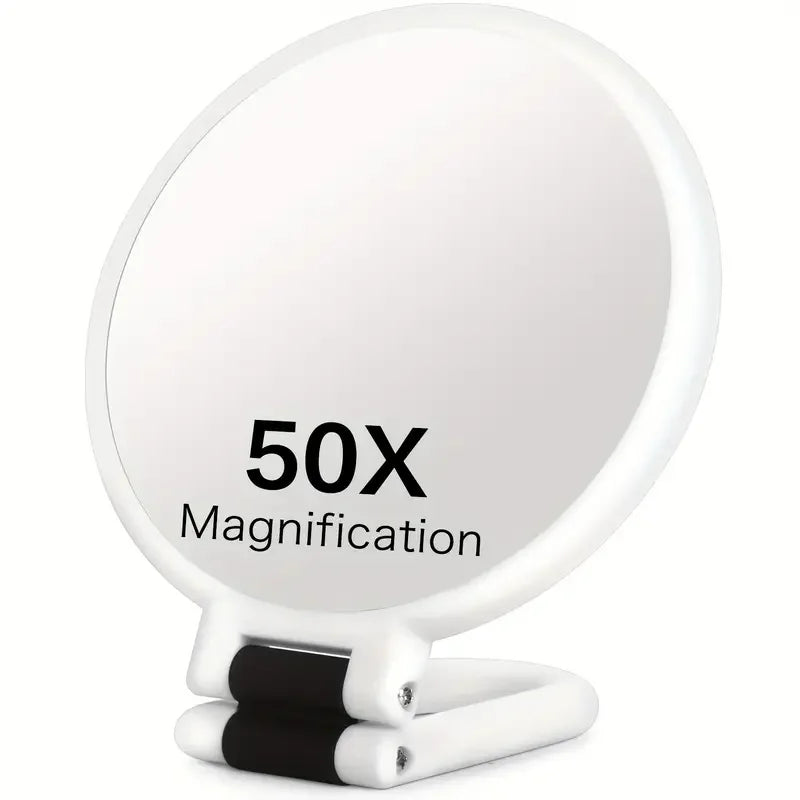 Dual-Sided 1X/50X Magnifying Makeup Mirror | Portable Handheld