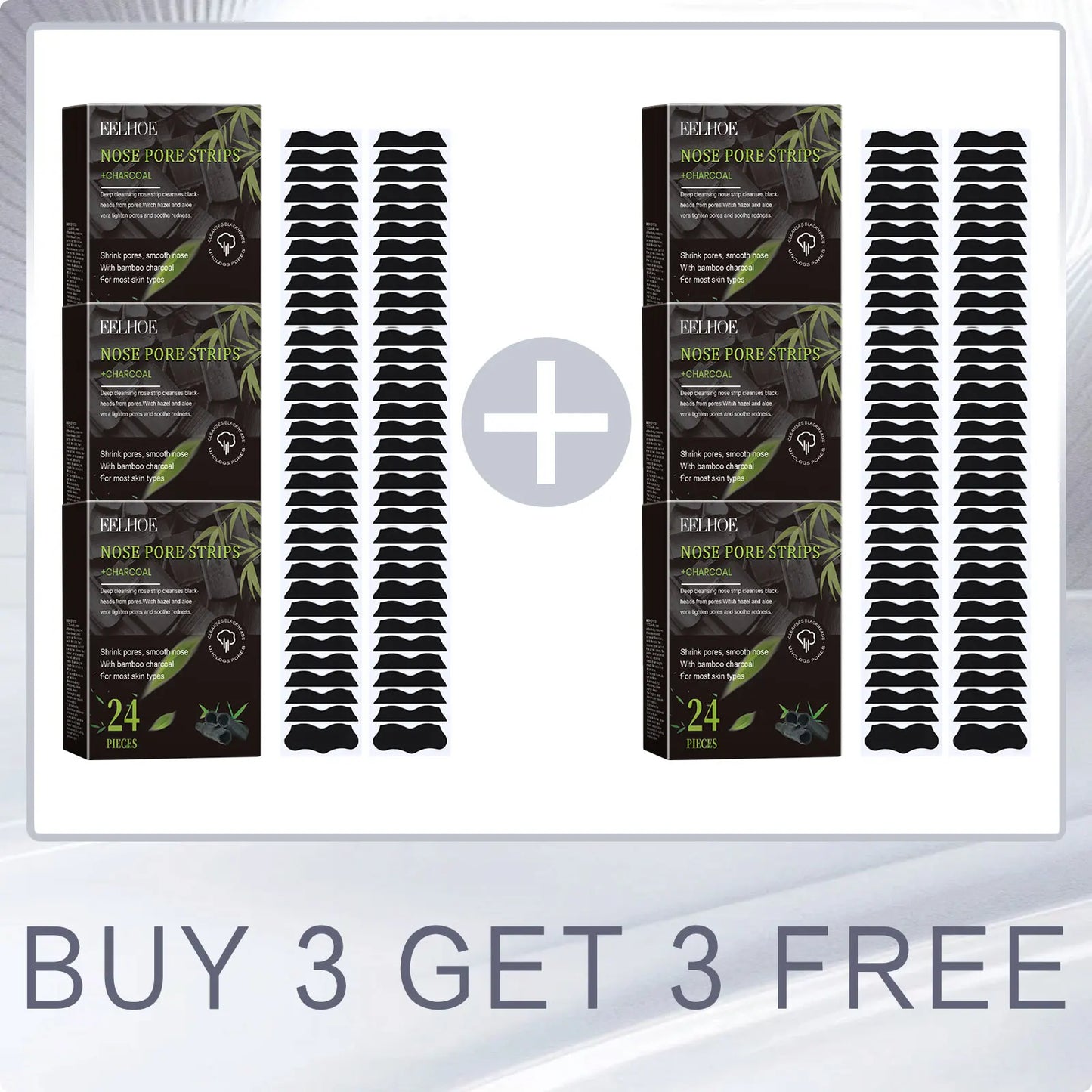 EELHOE Charcoal Bamboo Blackhead Nose Strips 24 Pack