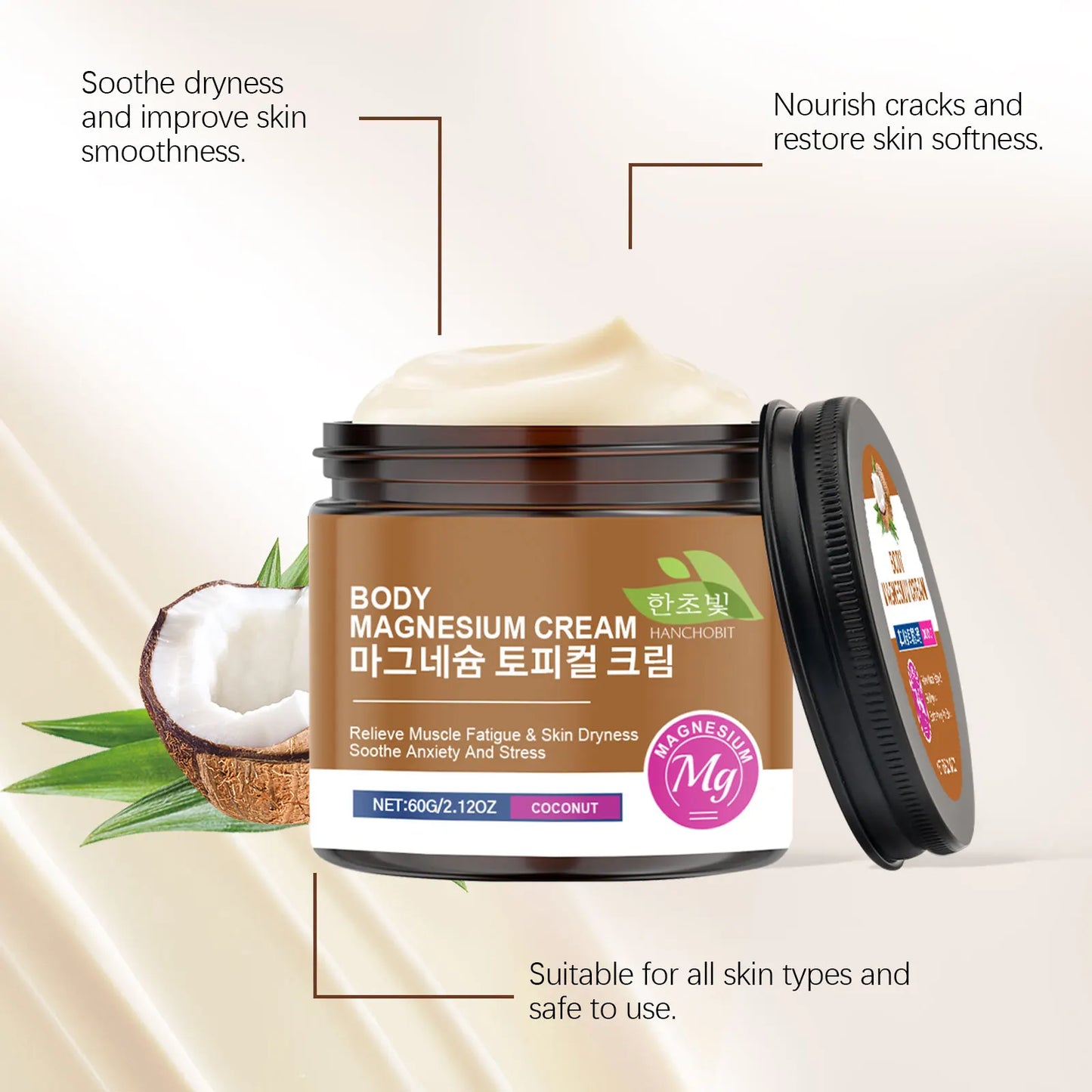 Magnesium Energy Care Cream – Coconut Body Moisturizer 60g