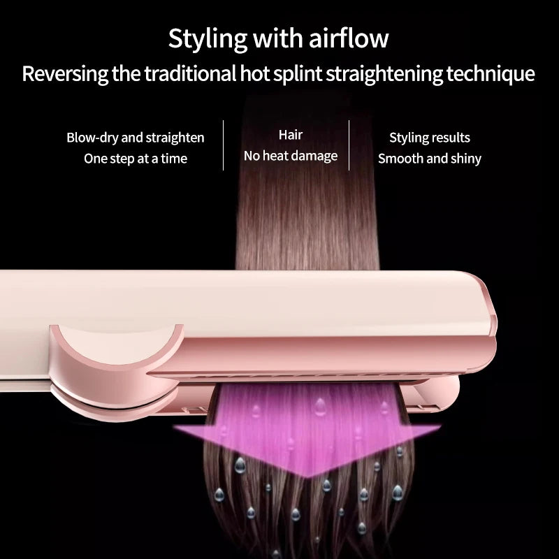 2-in-1 Hair Straightener & Dryer | Negative Ion Flat Iron