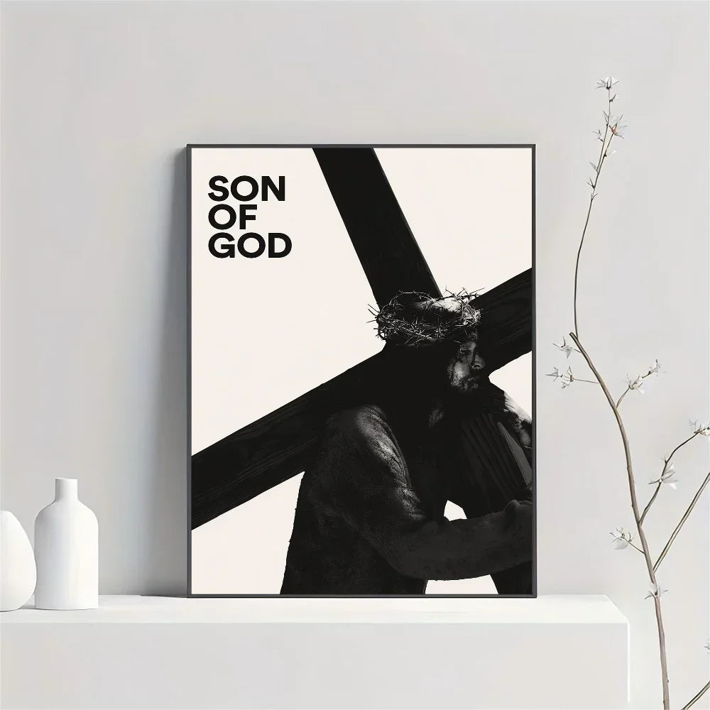 1pc frameless Son of God Jesus Cross Holy Light Wall Art, HD Canvas Print Poster, Suitable for Home, Living Room, Room Decoratio Peaceful Pleasures Health and Wellness z4 50x70cm Unframed