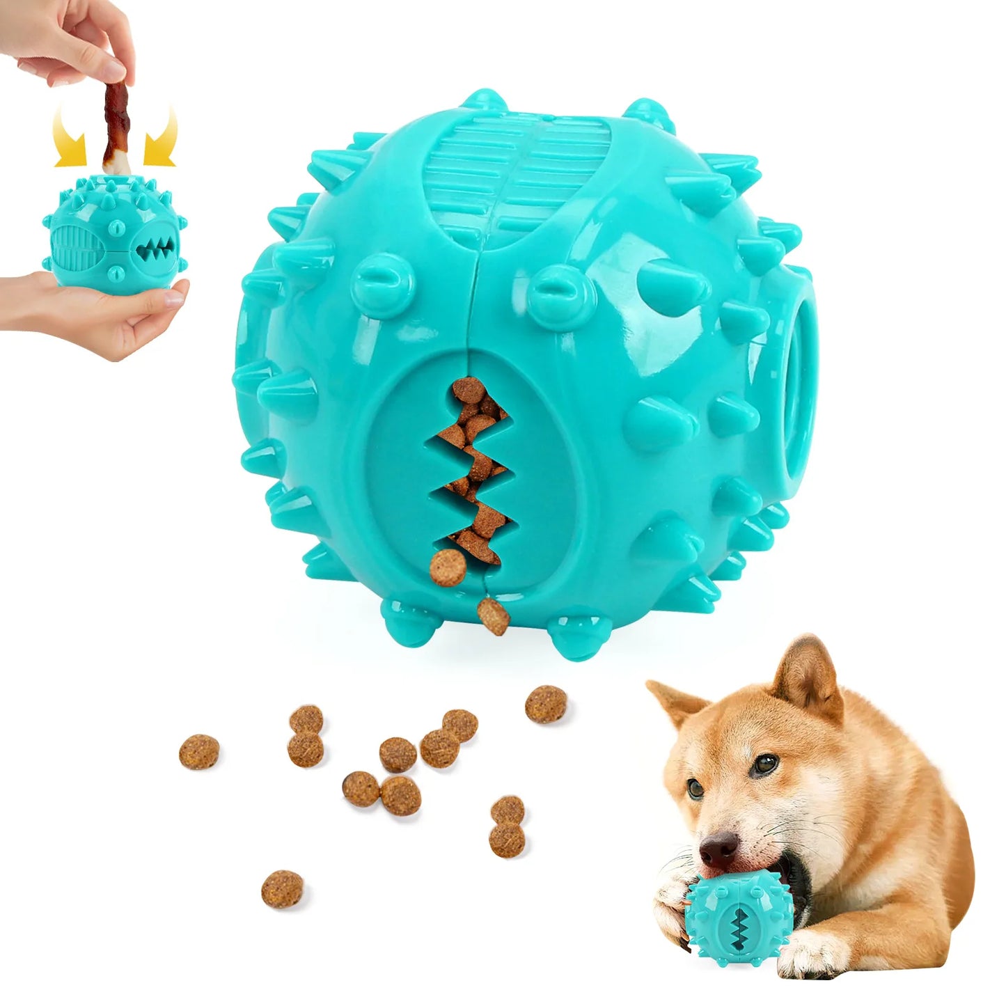 Dog Treat Dispensing Ball – Interactive Chew & Dental Toy