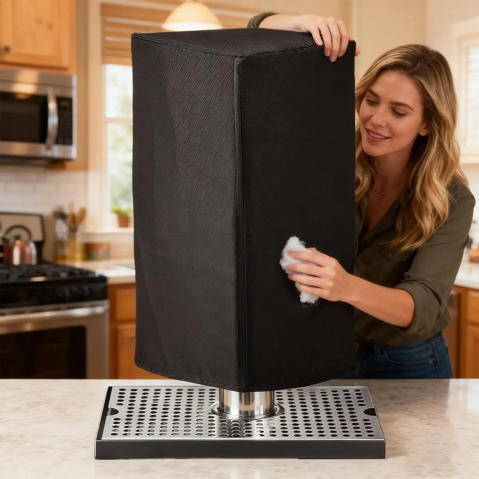 Beer Tower Cover Indoor Draft Beer Dispenser Sleeve Waterproof Oxford Fabric Dustproof Cover For Single Or Double Tap Dispenser Peaceful Pleasures Health and Wellness China Mainland