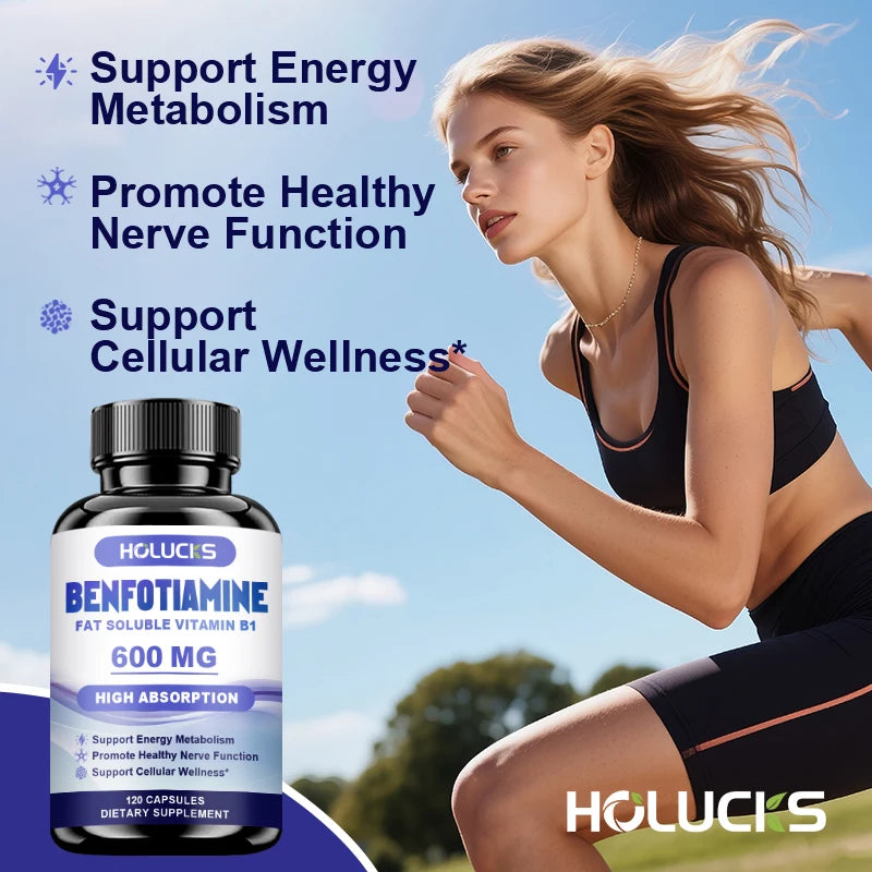HOLUCKS Benfotiamine 600mg – Nerve & Energy Support Capsules Vitamin B1 Supplement Peaceful Pleasures Health and Wellness