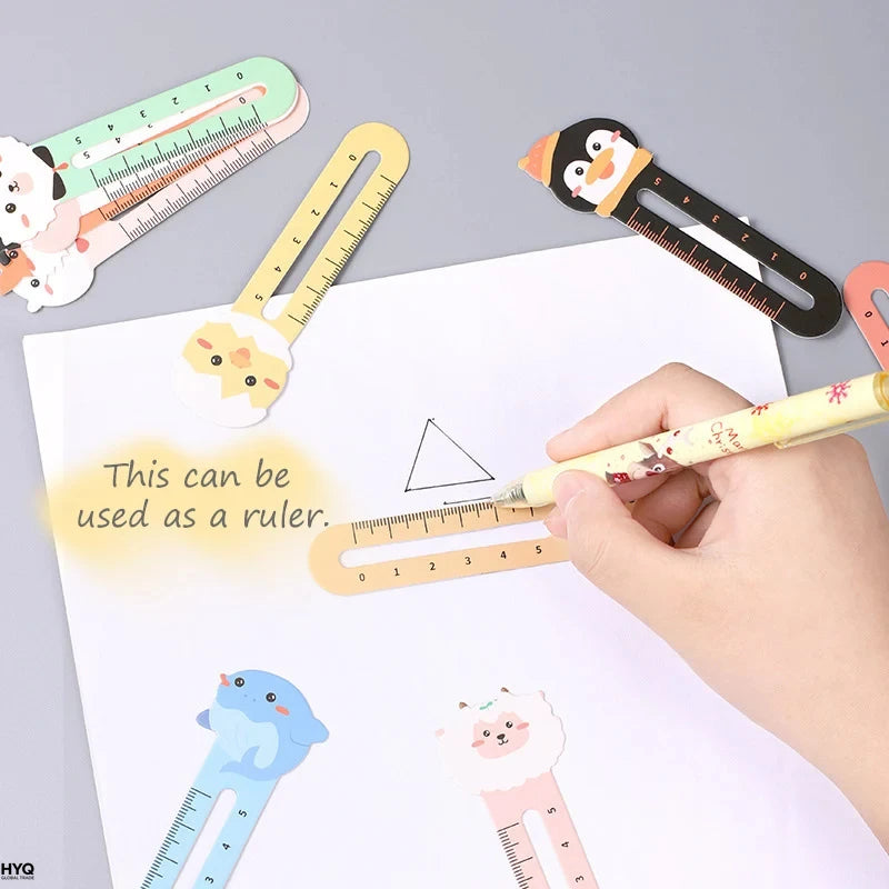 50-Pack Cartoon Animal Bookmarks Dual-purpose Rulers Office School