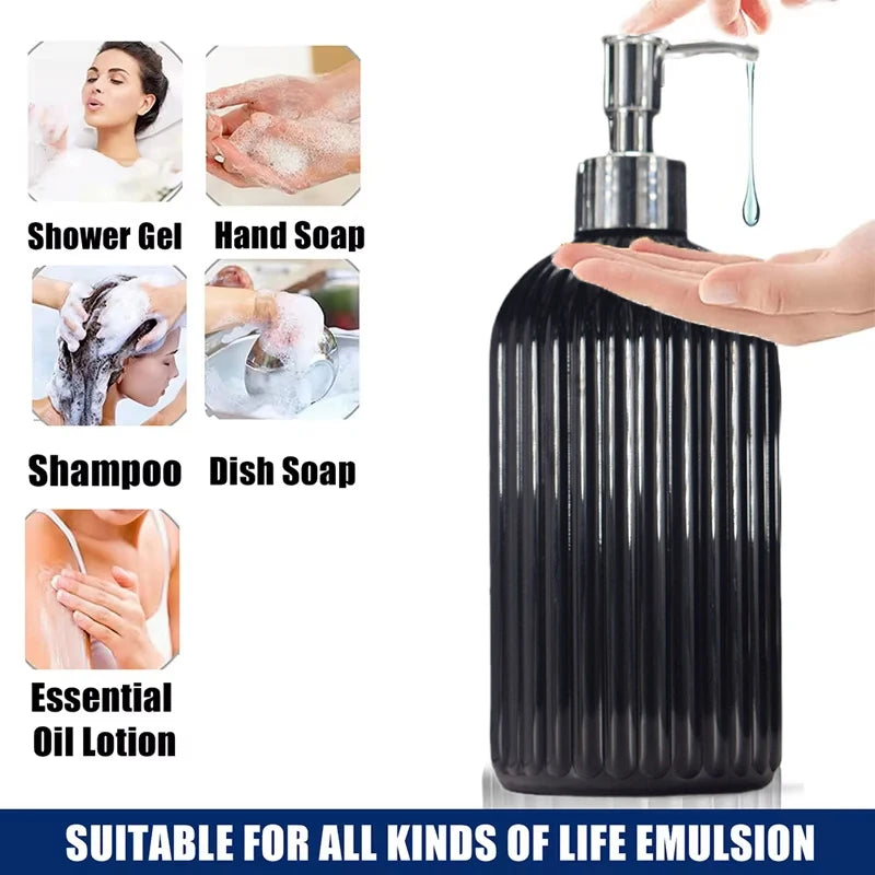 500ml Striped Soap Dispenser Bathroom Shower Wash Shampoo Bottle Refillable Kitchen Dish And Hands Soap Container Peaceful Pleasures Health and Wellness