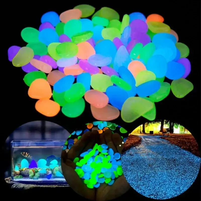 200Pcs Glow in the Dark Pebbles – Garden, Aquarium & Patio